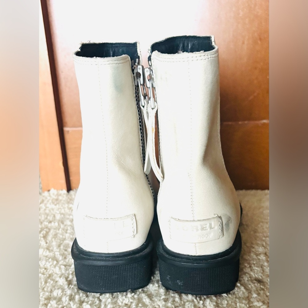 Sorel Phoenix Zip Women's Fawn Suede Waterproof Ankle Boots - White Size 5 - Picture 5 of 7